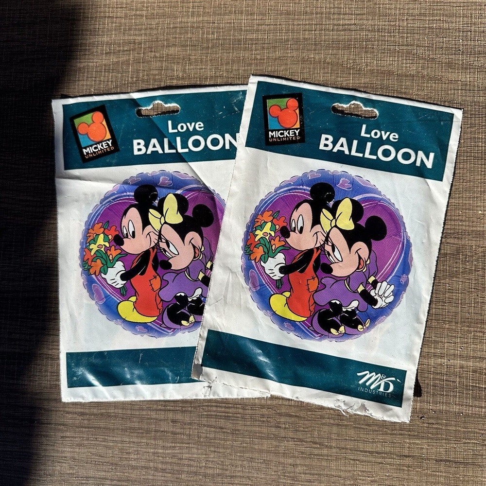 Vtg Mickey Unlimited Mickey Minnie Mouse I Love You Character Balloon Helium Nos
